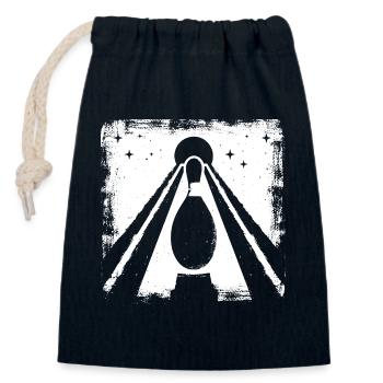 Bowling Pin Grafik - Verschließbarer Geschenkbeutel aus Baumwolle (14x20cm) - Navy - Vorne