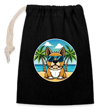 Perro De Presa Mallorquinische Hunderasse Cartoon Beach - Verschließbarer Geschenkbeutel aus Baumwolle (14x20cm) - Schwarz - Vorne