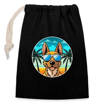 Holländischer Schäferhund Hunderasse Cartoon Sonnenbrille Strand - Verschließbarer Geschenkbeutel aus Baumwolle (14x20cm) - Schwarz - Vorne