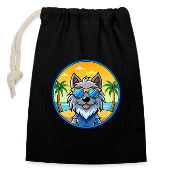 Griffon Bleu De Gascogne Hunderasse Cartoon Beach - Verschließbarer Geschenkbeutel aus Baumwolle (14x20cm) - Schwarz - Vorne