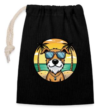 Istrischer Drahthaarhund Hunderasse Cartoon Beach - Verschließbarer Geschenkbeutel aus Baumwolle (14x20cm) - Schwarz - Vorne