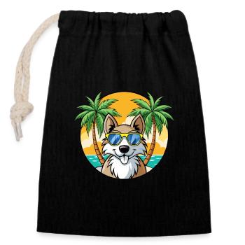 Stichelhaar Chien Race Dessin Animé Lunettes de Soleil Plage - Sac cadeau en coton avec cordon (14 x 20 cm) - noir - Devant