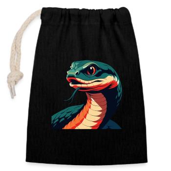 Snake Cartoon Character Colorful Pet Animal - Closable cotton gift bag (14x20cm) - black - Front
