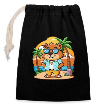 Biber Lustige Cartoon Sommer Strand Sonnenbrille - Verschließbarer Geschenkbeutel aus Baumwolle (14x20cm) - Schwarz - Vorne