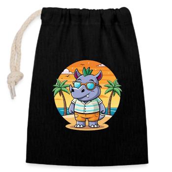 Rhino Funny Cartoon Summer Beach Sunglasses - Closable cotton gift bag (14x20cm) - black - Front