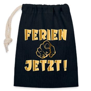 SOMMERFERIEN - WINTERFERIEN - FERIEN - Verschließbarer Geschenkbeutel aus Baumwolle (14x20cm) - Navy - Vorne