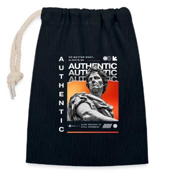 Authentic - Closable cotton gift bag (14x20cm) - navy - Front