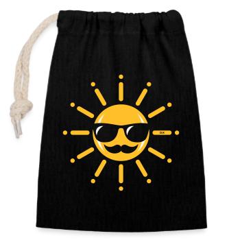 Drôle De Soleil Avec Lunettes De Soleil Et Moustache 2C - Sac cadeau en coton avec cordon (14 x 20 cm) - noir - Devant