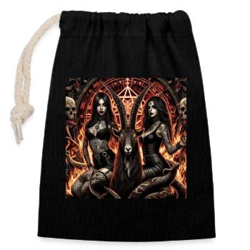 Living with Satan - Closable cotton gift bag (14x20cm) - black - Front