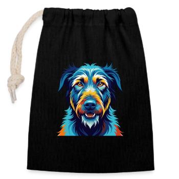 Lévrier irlandais chien race dessin animé coloré Kawaii - Sac cadeau en coton avec cordon (14 x 20 cm) - noir - Devant
