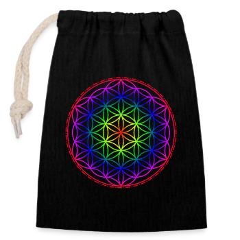 Flower of Life Rainbow - Closable cotton gift bag (14x20cm) - black - Front
