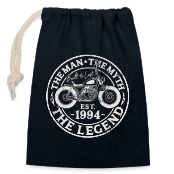 1994 Vintage Man Myth Legend Retro Motorcycle - Closable cotton gift bag (14x20cm) - navy - Front