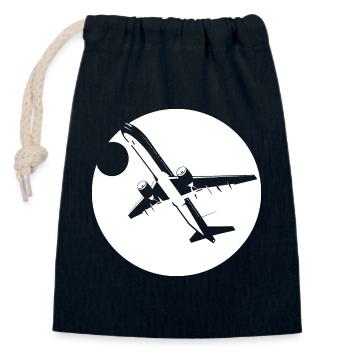 Aviator Drawing - Closable cotton gift bag (14x20cm) - navy - Front