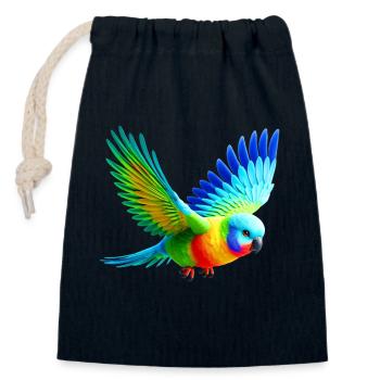 Rainbow Parakeet (03) - Closable cotton gift bag (14x20cm) - navy - Front