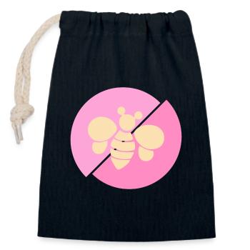 Abeille contrastée rose pastel - Sac cadeau en coton avec cordon (14 x 20 cm) - bleu marine - Devant