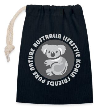 Australia Koala Emblem Bear Comic Cartoon Icon - Closable cotton gift bag (14x20cm) - navy - Front