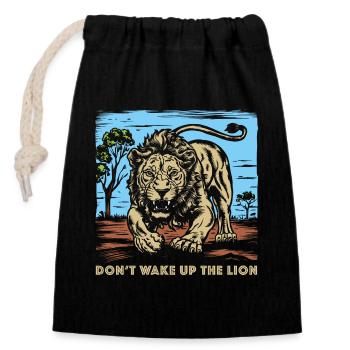 African Lion 2024 01 - Closable cotton gift bag (14x20cm) - black - Front