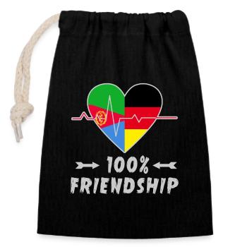 Eritrea und Deutschland 100% Freundschaft - Verschließbarer Geschenkbeutel aus Baumwolle (14x20cm) - Schwarz - Vorne