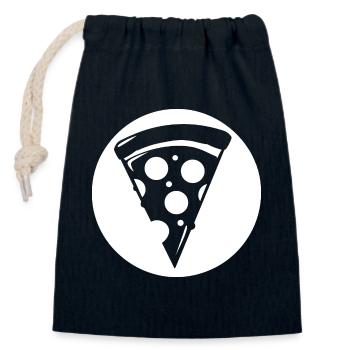 Pizza Piece Drawing - Closable cotton gift bag (14x20cm) - navy - Front