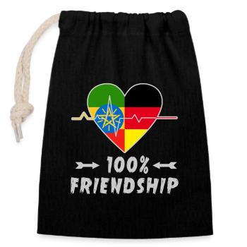 Ethiopia and Germany 100% friendship - Closable cotton gift bag (14x20cm) - black - Front