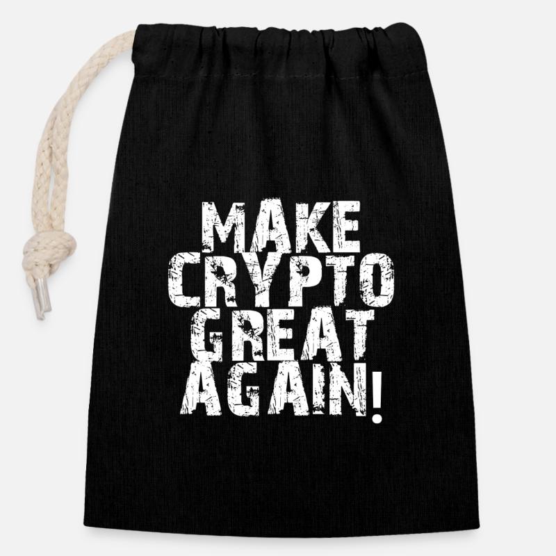 Dicton motivant pour les fans de crypto - Sac cadeau en coton avec cordon (14 x 20 cm) - noir