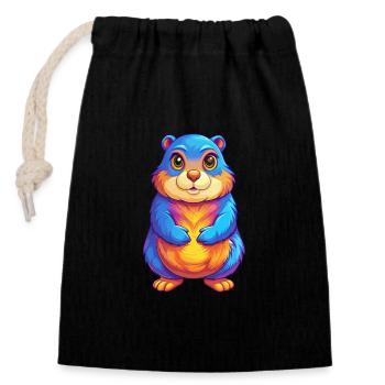 Gopher Colorful Kawaii Cartoon Character Clipart - Closable cotton gift bag (14x20cm) - black - Front