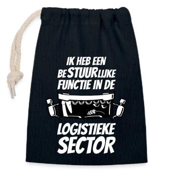 1266 administrative function white letters - Closable cotton gift bag (14x20cm) - navy - Front