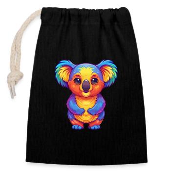 Koala Bunte Kawaii Cartoon Figur Clipart - Verschließbarer Geschenkbeutel aus Baumwolle (14x20cm) - Schwarz - Vorne