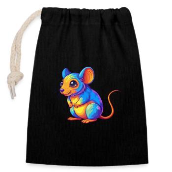 Maus Bunte Kawaii Cartoon Charakter Clipart - Verschließbarer Geschenkbeutel aus Baumwolle (14x20cm) - Schwarz - Vorne