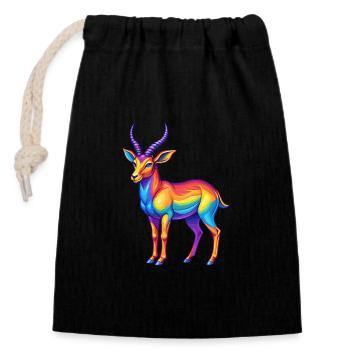 Impala Bunte Kawaii Cartoon Figur Clipart - Verschließbarer Geschenkbeutel aus Baumwolle (14x20cm) - Schwarz - Vorne