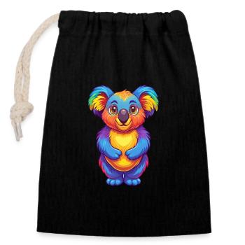 Koala Bunte Kawaii Cartoon Figur Clipart - Verschließbarer Geschenkbeutel aus Baumwolle (14x20cm) - Schwarz - Vorne