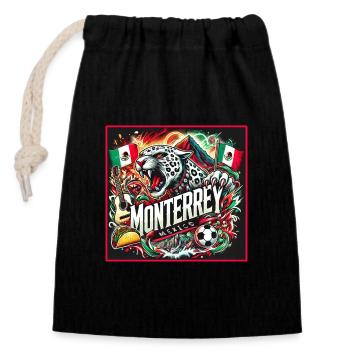 Monterrey Mexiko Städte Design - Verschließbarer Geschenkbeutel aus Baumwolle (14x20cm) - Schwarz - Vorne