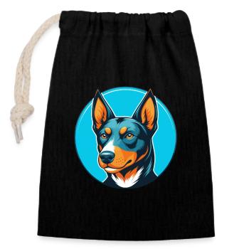 Australischer Kelpie Hund Niedliches Kawaii Cartoon Haustier Logo - Verschließbarer Geschenkbeutel aus Baumwolle (14x20cm) - Schwarz - Vorne