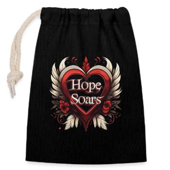 Hope Soars in a Heart with Wings - Closable cotton gift bag (14x20cm) - black - Front