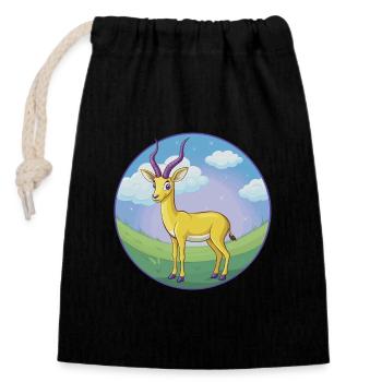Impala Niedliche Kawaii Cartoon Clipart Tier Haustier - Verschließbarer Geschenkbeutel aus Baumwolle (14x20cm) - Schwarz - Vorne