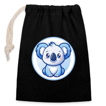 Koala Blau Kawaii Cartoon Figur Clipart Haustier - Verschließbarer Geschenkbeutel aus Baumwolle (14x20cm) - Schwarz - Vorne