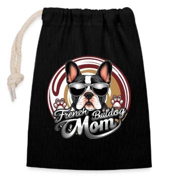 Maman Bouledogue Français - Sac cadeau en coton avec cordon (14 x 20 cm) - noir - Devant