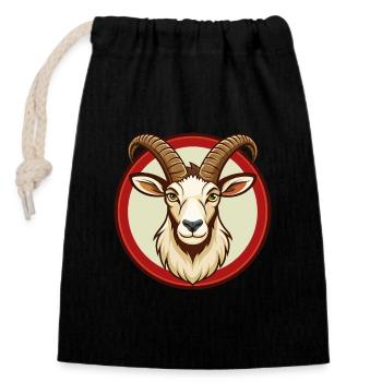 Steinbock Bunte Kawaii Cartoon Figur Clipart Haustier - Verschließbarer Geschenkbeutel aus Baumwolle (14x20cm) - Schwarz - Vorne