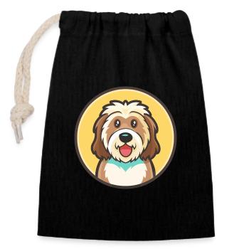 Katalanische Schäferhund Hunderasse Cartoon Kawaii Clipart - Verschließbarer Geschenkbeutel aus Baumwolle (14x20cm) - Schwarz - Vorne
