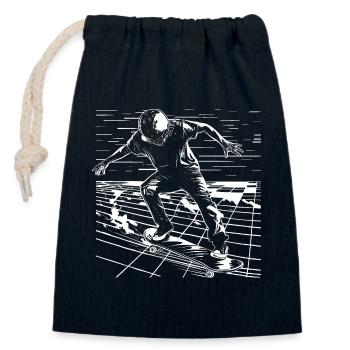 Graphismes de patineur - Sac cadeau en coton avec cordon (14 x 20 cm) - bleu marine - Devant