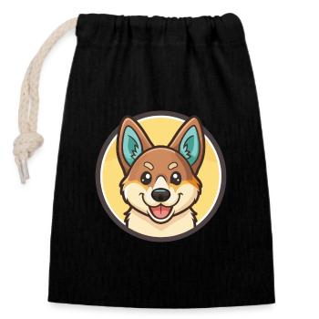 Dingo Hund Rasse Cartoon Kawaii Clipart Tier Haustier - Verschließbarer Geschenkbeutel aus Baumwolle (14x20cm) - Schwarz - Vorne