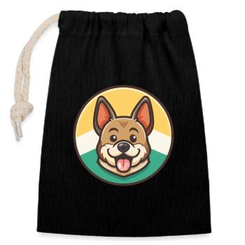 Magyar Agar Chien Race Drôle Dessin animé Kawaii Clipart - Sac cadeau en coton avec cordon (14 x 20 cm) - noir - Devant