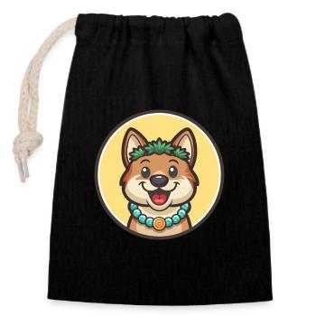 Polynesian Dog Breed Cartoon Kawaii Clipart Animal - Closable cotton gift bag (14x20cm) - black - Front