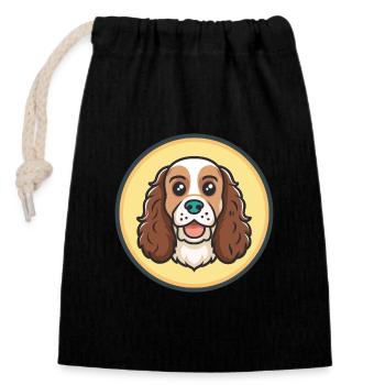 Norfolk Spaniel Hunderasse Cartoon Kawaii Clipart - Verschließbarer Geschenkbeutel aus Baumwolle (14x20cm) - Schwarz - Vorne