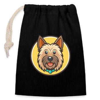 Skye Terrier Chien Race Dessin animé Kawaii Clipart Animal de compagnie - Sac cadeau en coton avec cordon (14 x 20 cm) - noir - Devant