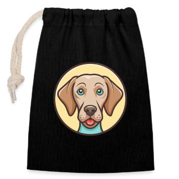 Weimaraner Hund Rasse Cartoon Kawaii Clipart Tier - Verschließbarer Geschenkbeutel aus Baumwolle (14x20cm) - Schwarz - Vorne