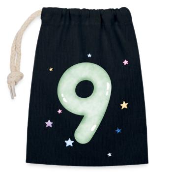 9e anniversaire watercolor étoile - Sac cadeau en coton avec cordon (14 x 20 cm) - bleu marine - Devant
