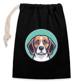 Beagle Harrier Hunderasse Cartoon Kawaii Clipart - Verschließbarer Geschenkbeutel aus Baumwolle (14x20cm) - Schwarz - Vorne