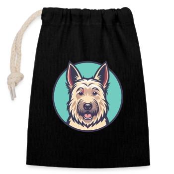 Berger Picard Hund Rasse Cartoon Kawaii Clipart Haustier - Verschließbarer Geschenkbeutel aus Baumwolle (14x20cm) - Schwarz - Vorne