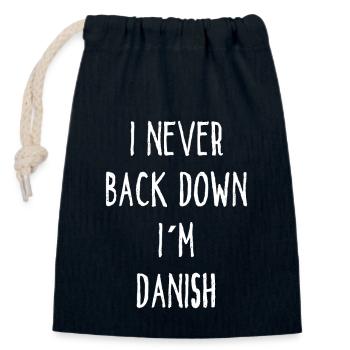 I Never Back Down I Am Danish - Verschließbarer Geschenkbeutel aus Baumwolle (14x20cm) - Navy - Vorne